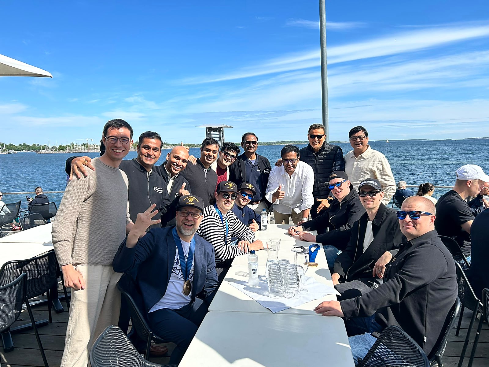 Group of business delegates by the Helsinki waterfront